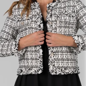 Jaqueta curta tweed cinza