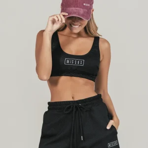 BLACK TRACKSUIT QUILTED CROP TOP